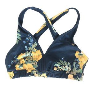 Joy Lab Navy Floral Criss Cross Strap Sports Bra Women's Sm
